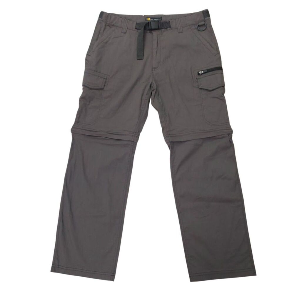 BC Clothing Convertible Cargo Pants Mens Large 34x29 Gray Hiking Shorts Tactical